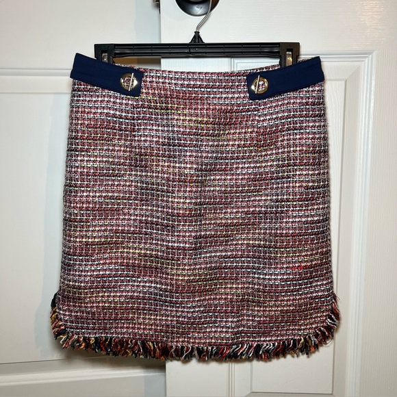 Laundry By Shelli Segal Los Angeles Tweed Fringed Mini Skirt - Picture 1 of 6